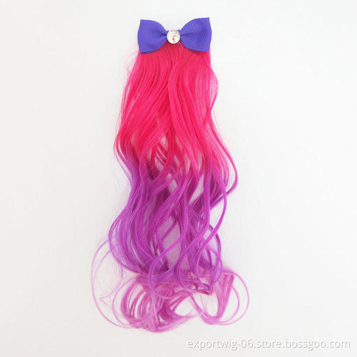 New Design Unicorn Hair Clip With Colorful Wave Synthetic Hair Extensions Wholesale Hair Accessories for Kids
